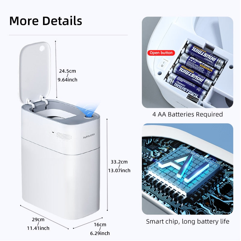 Smart Bathroom Trash Can Automatic, Bagging Electronic Trash – AB
